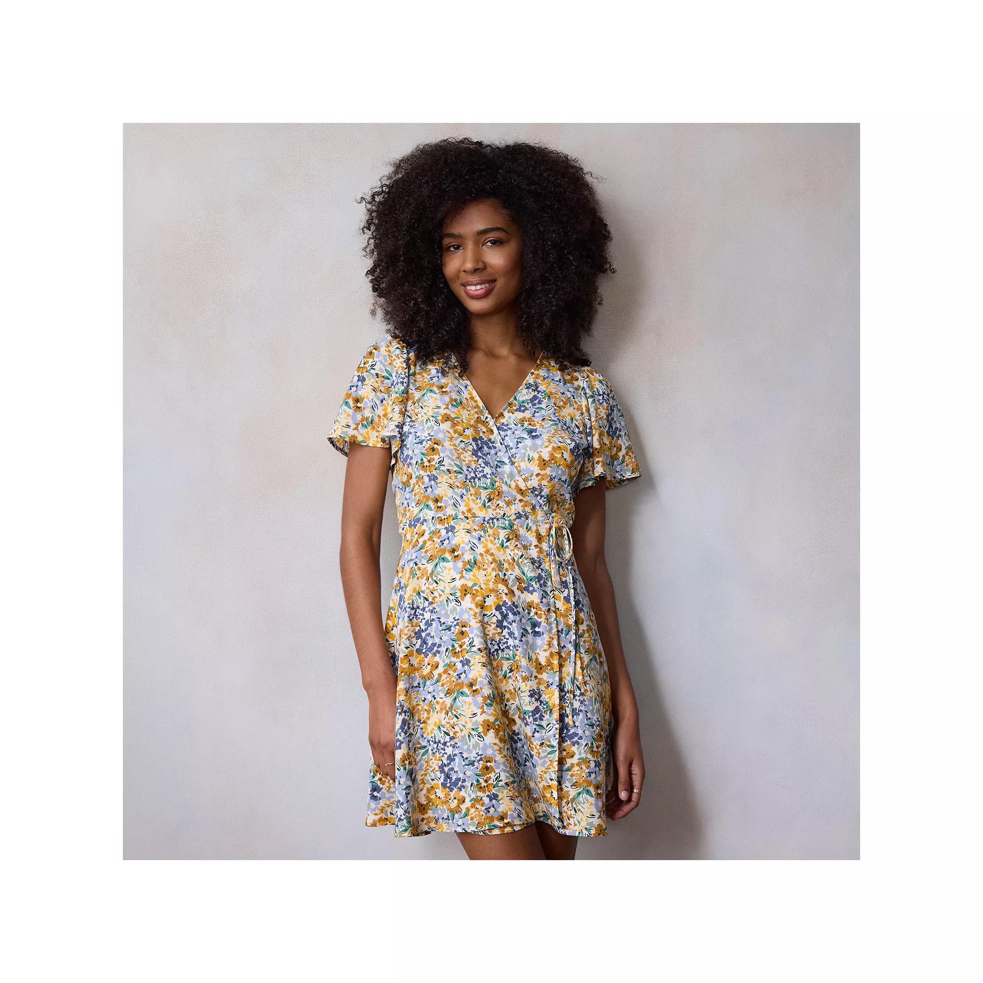 Petite LC Lauren Conrad Modern Wrap Mini Dress, Women's, Size: XS Petite, Multi Lt Pixie Ditzy Product Image