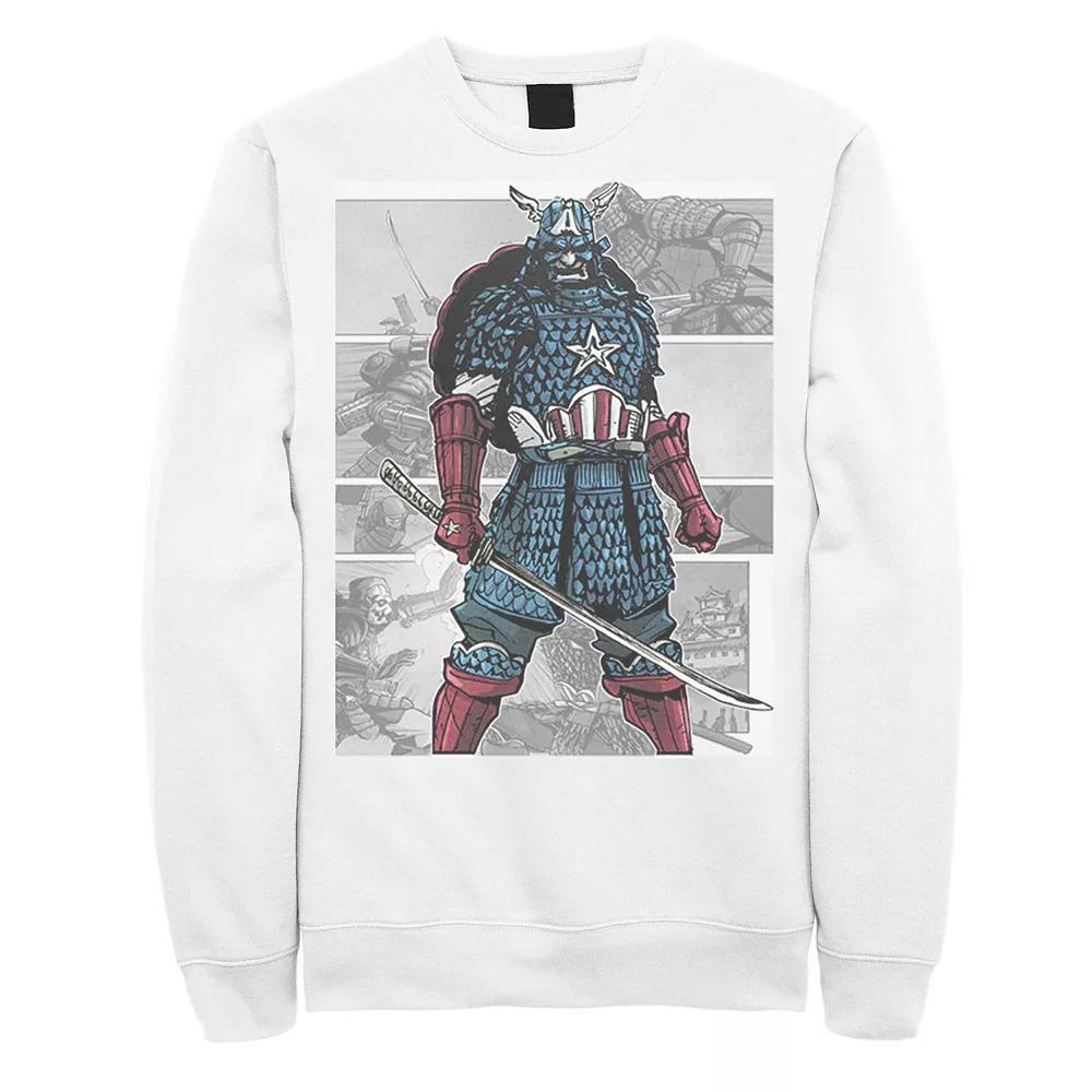 Men's Marvel Captain America Samurai Comic Scenes Graphic Fleece Pullover,  Product Image