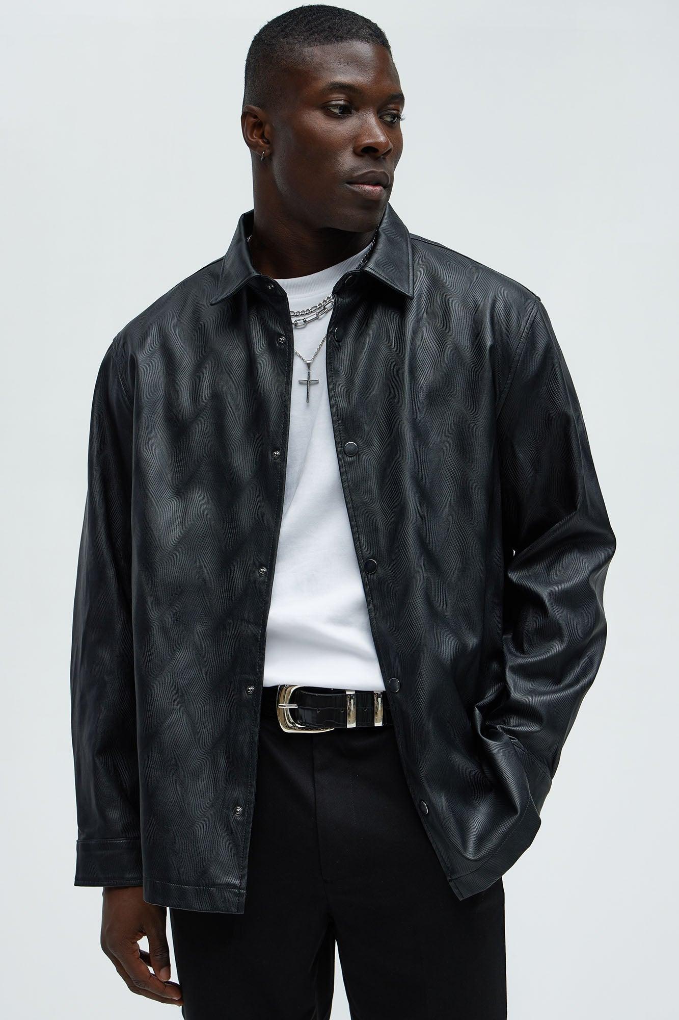 Arizona Faux Leather Shirt - Black Product Image