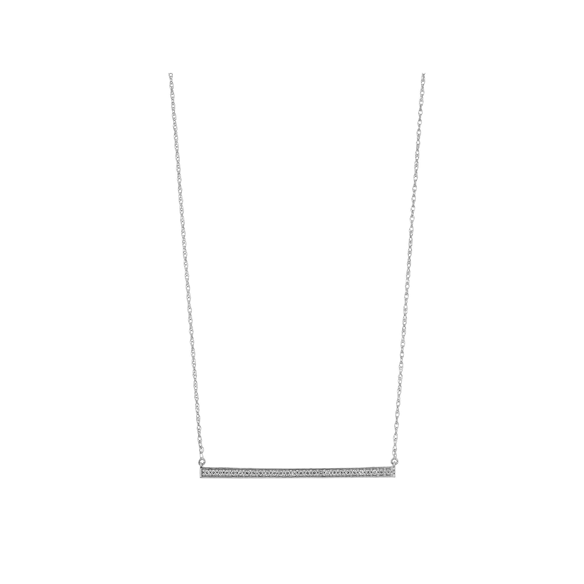 Sterling Silver 1/4 Carat T.W. Diamond Bar Necklace, Women's Product Image