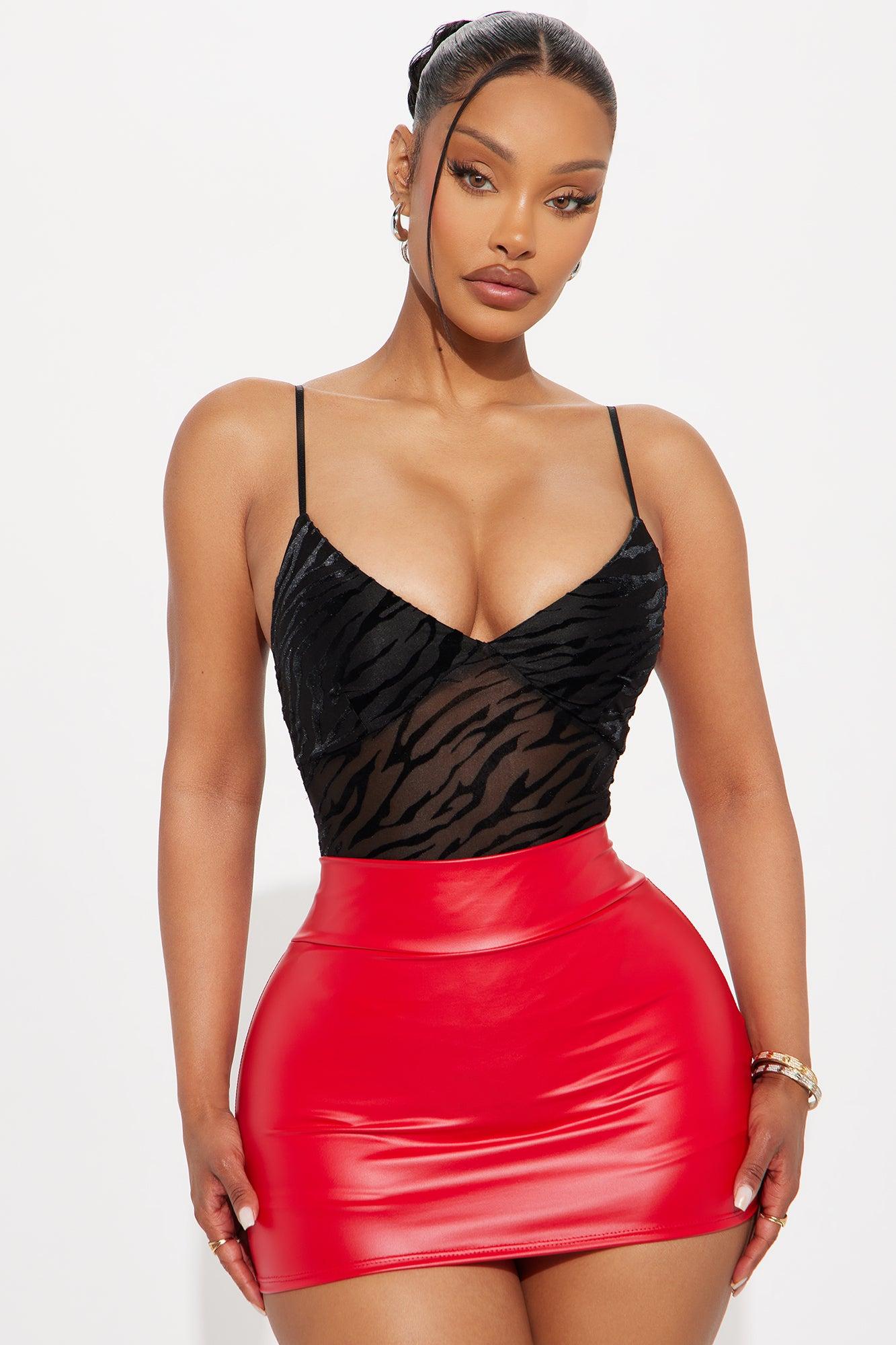 Deep Reveal Flocked Mesh Bodysuit - Black Product Image