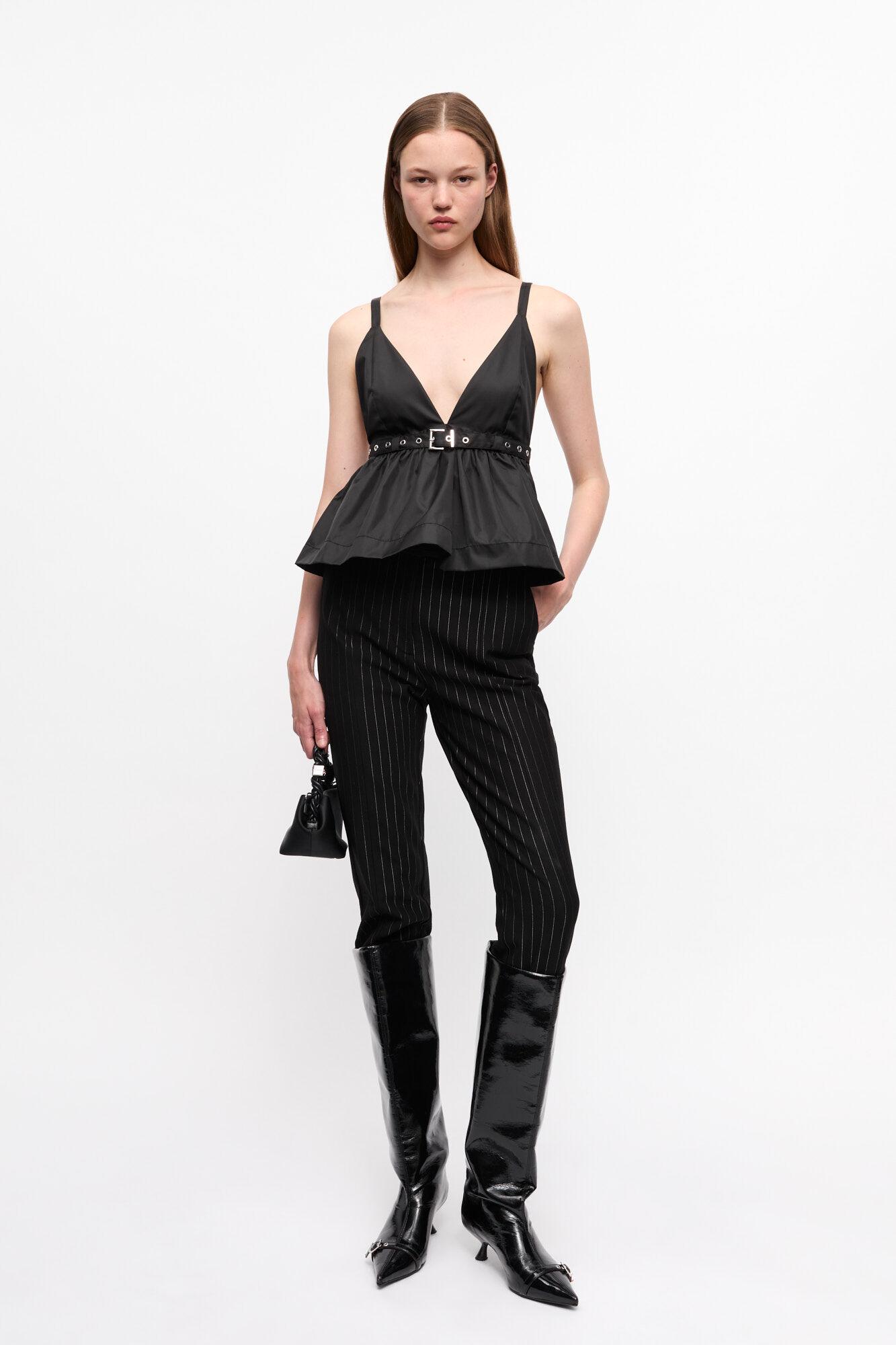 Black Duchesse Nylon Strap Top Product Image