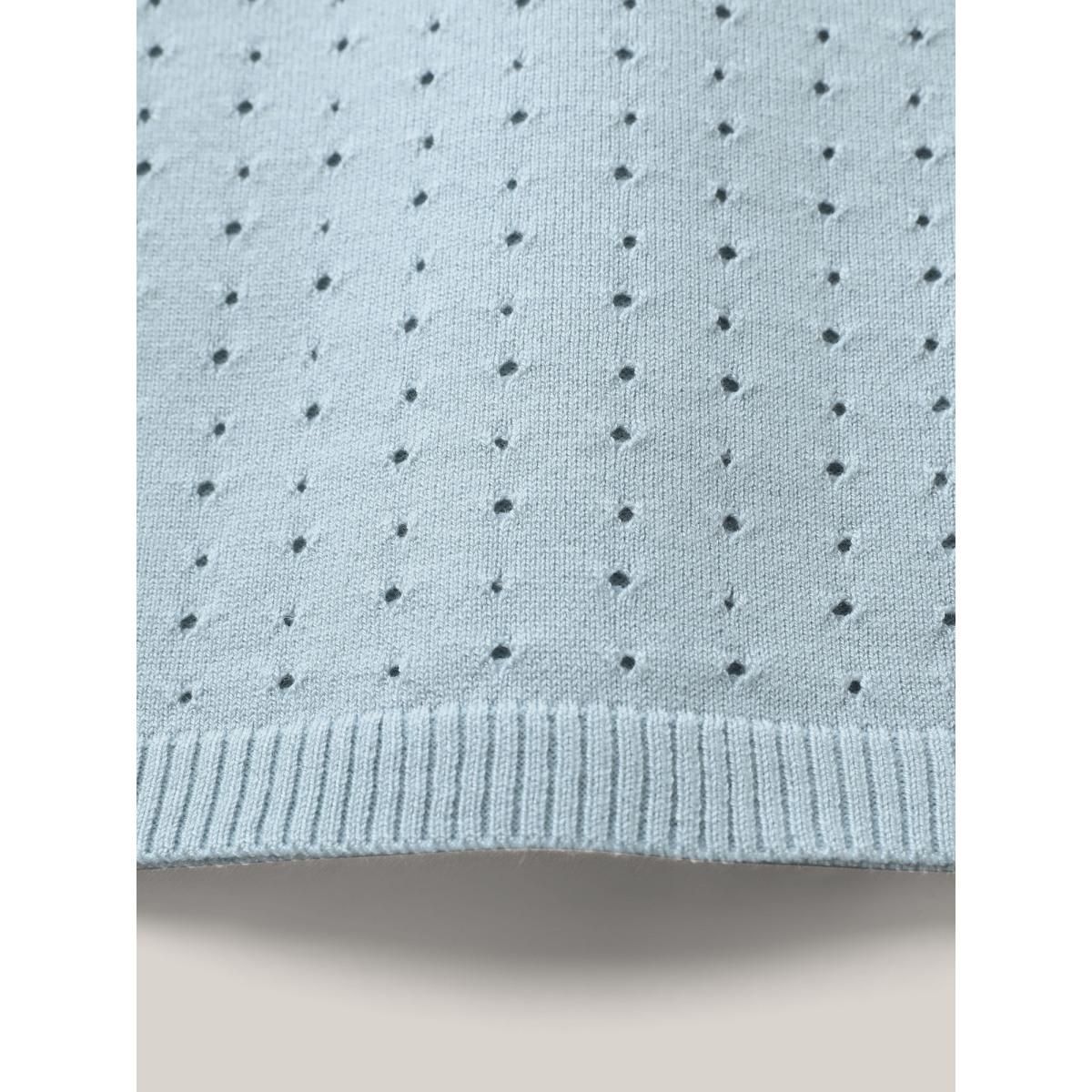 Plus Size Lightweight Woolen Cut-Out Pullover LightBlue Women Casual Loose Long Sleeve Round Neck Everyday Pullovers BloomChic 28/5X Product Image