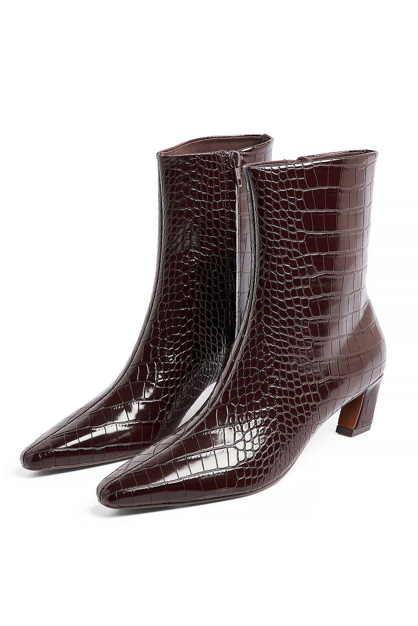 Curved Heel Croc Ankle Boots Product Image