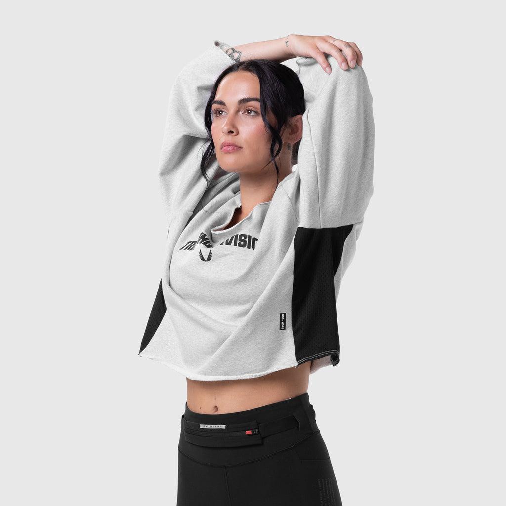 W049. Raw Hem Oversized Crewneck - Heather Grey Product Image