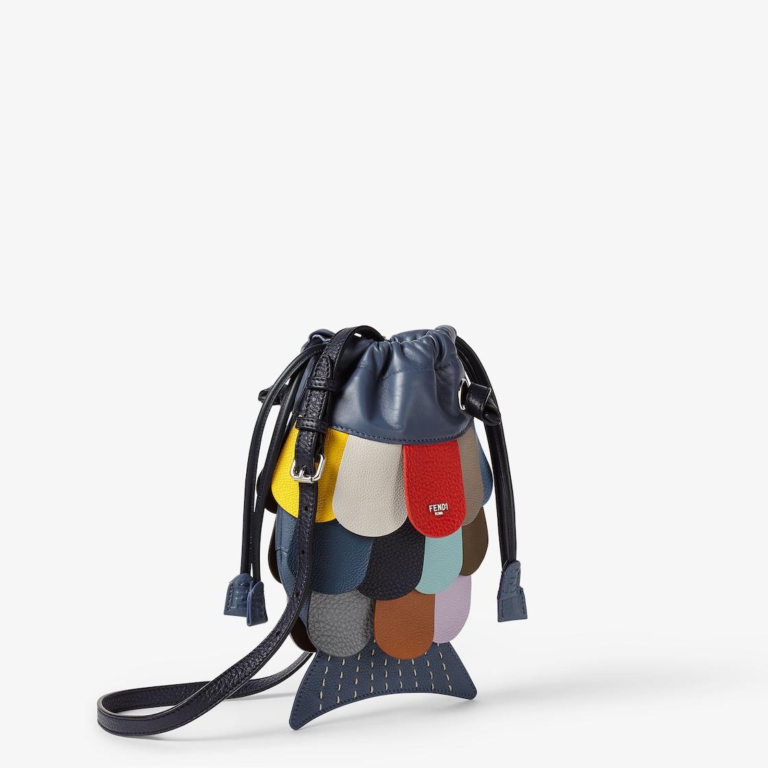 Fish BagNappa leather and multicolor patchwork Cuoio Romano leather bag Product Image