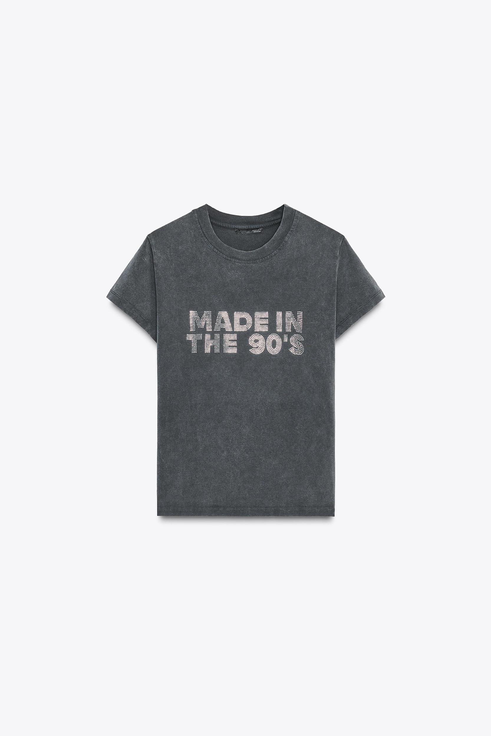 WASHED EFFECT RHINESTONE T-SHIRT Product Image