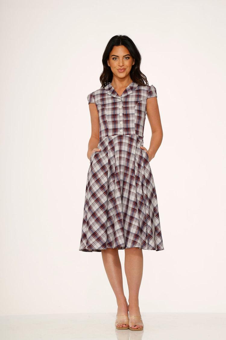 Brown Plaid Swing Dress Product Image