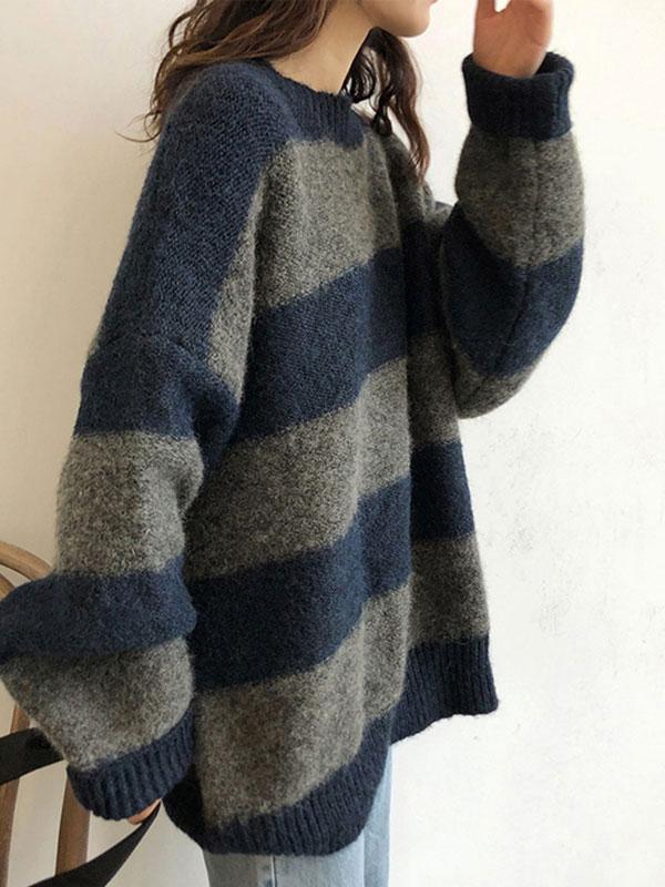 Oversized Stripe Pullover Sweater Product Image