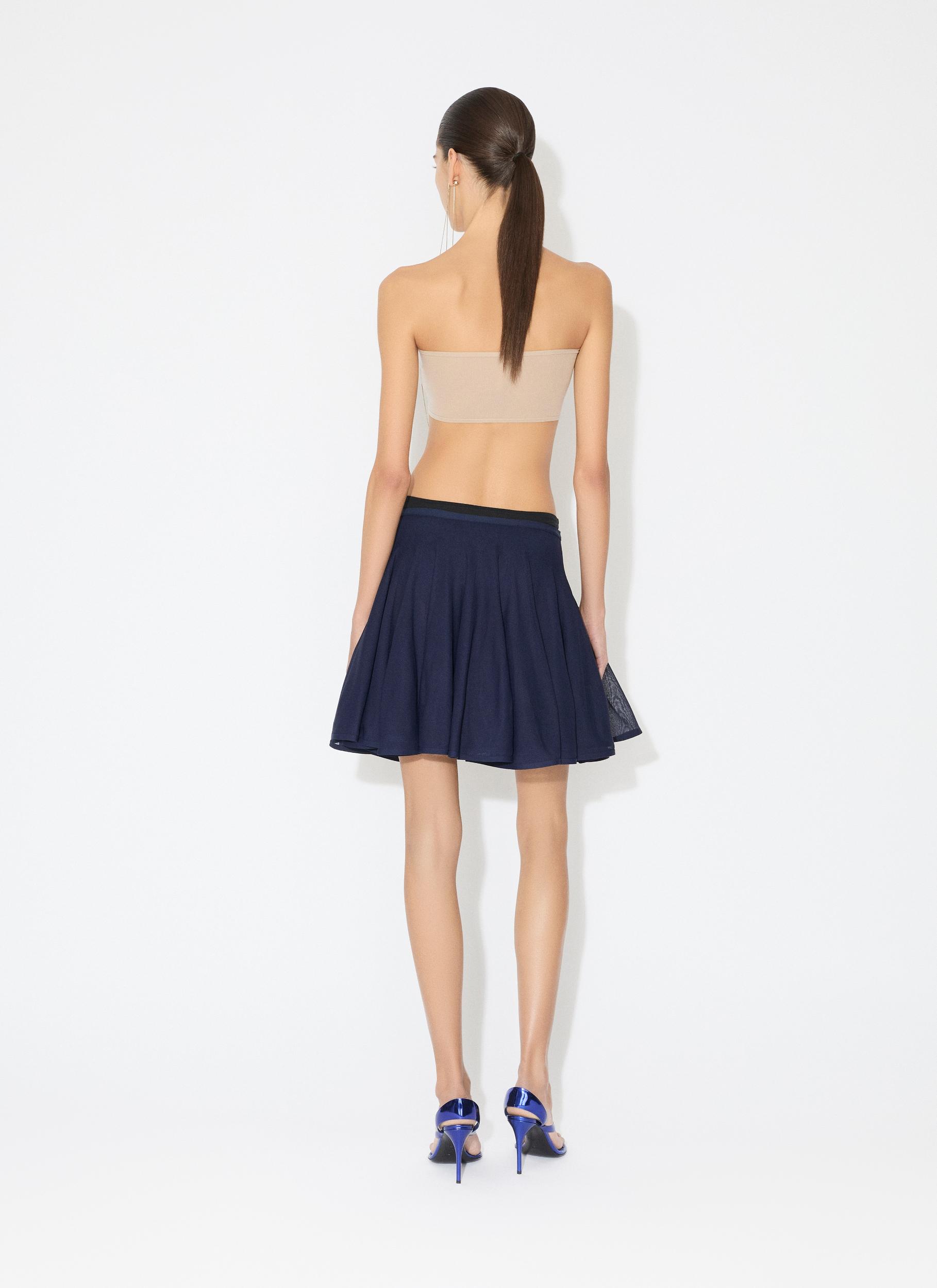 DARK BLUE FINE KNIT SKATER SKIRT Product Image