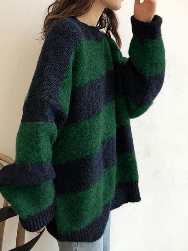 Oversized Stripe Pullover Sweater Product Image