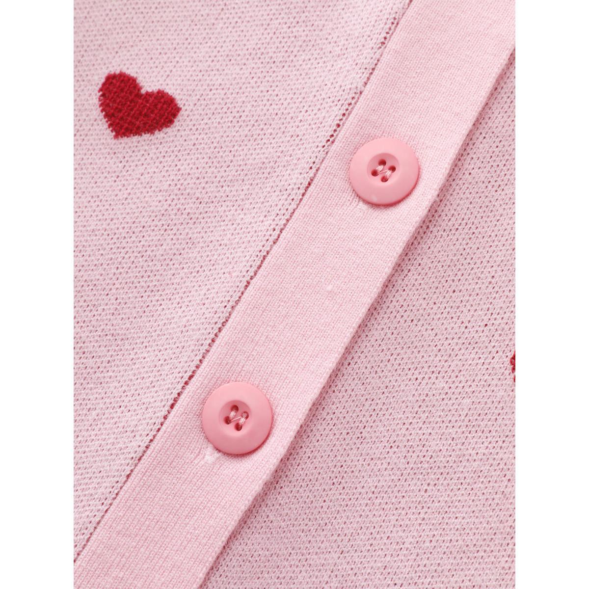 Plus Size Love Pattern Jacquard Knit Cardigan Lightpink Women Timeless Loose Long Sleeve Elegant Cardigans BloomChic 14-16/1X Product Image