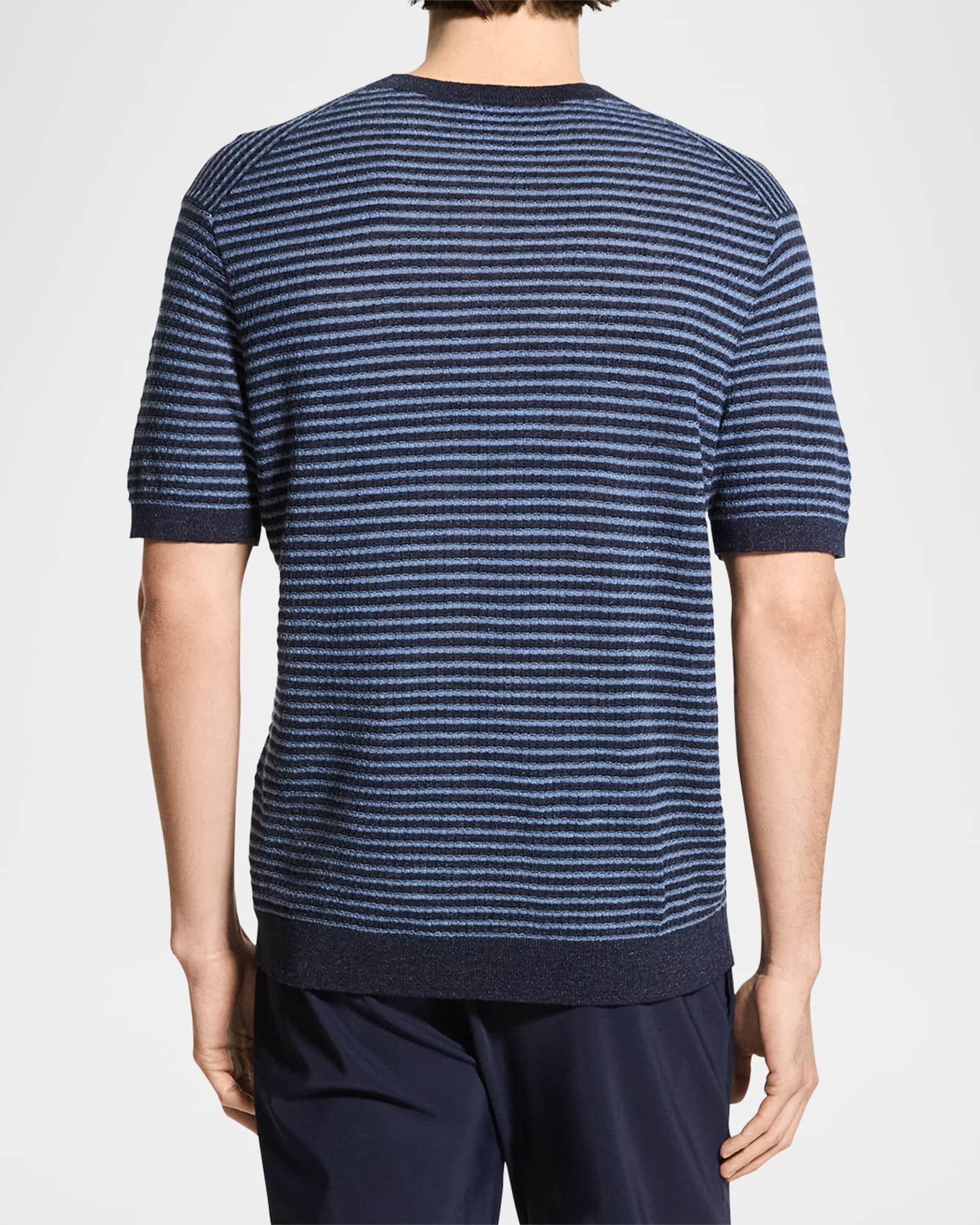 Men's Stripe Knit Short-Sleeve Crewneck Sweater Product Image