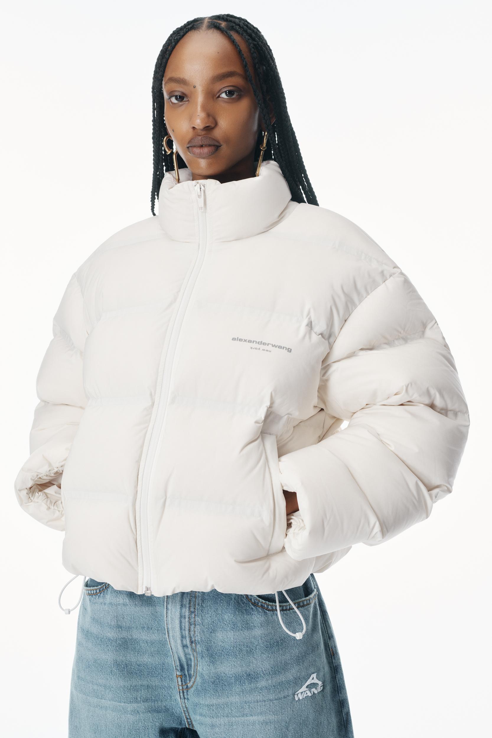Cropped Puffer Coat With Reflective Logo Product Image