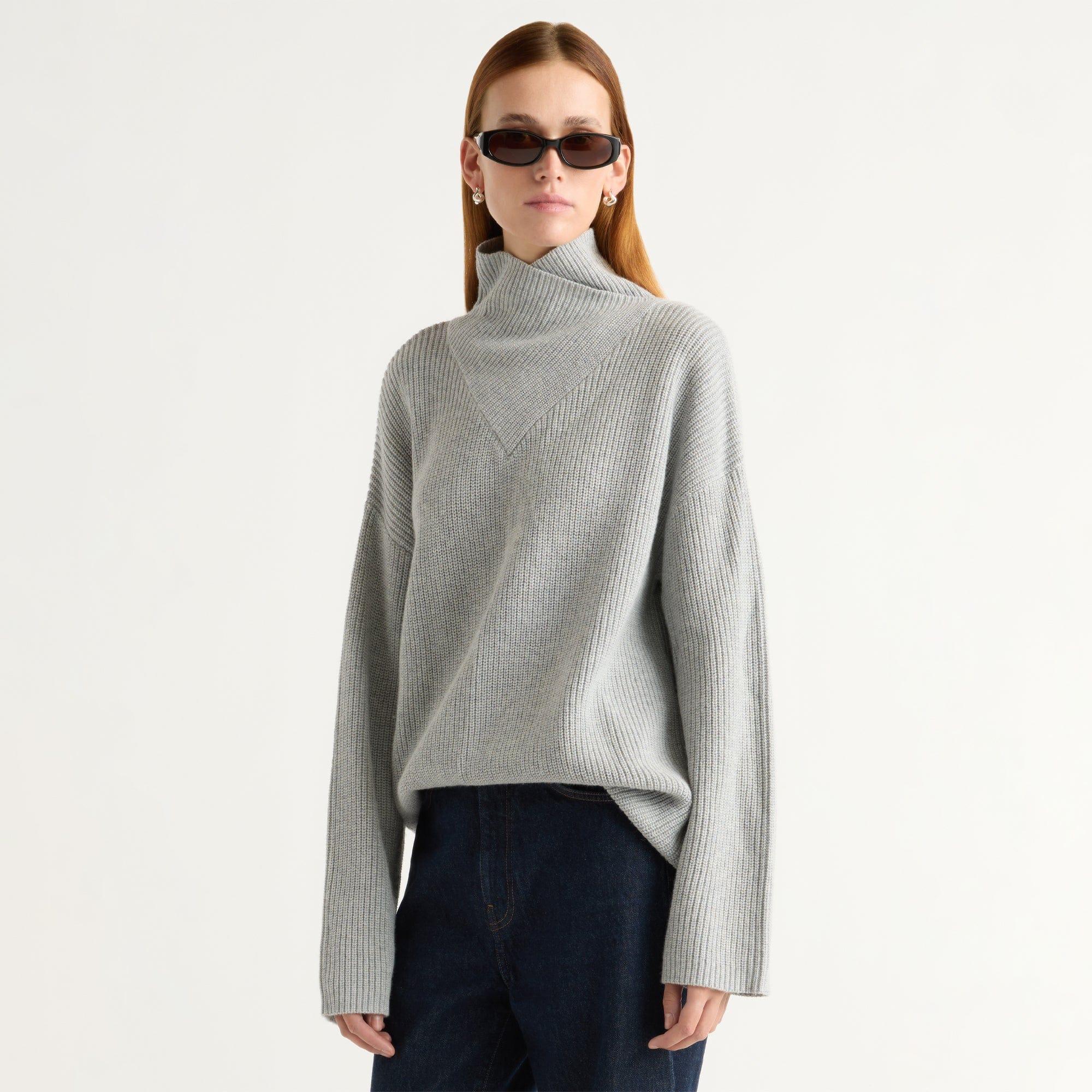 Daria Wrap-Neck Organic Cotton-Wool Sweater Product Image