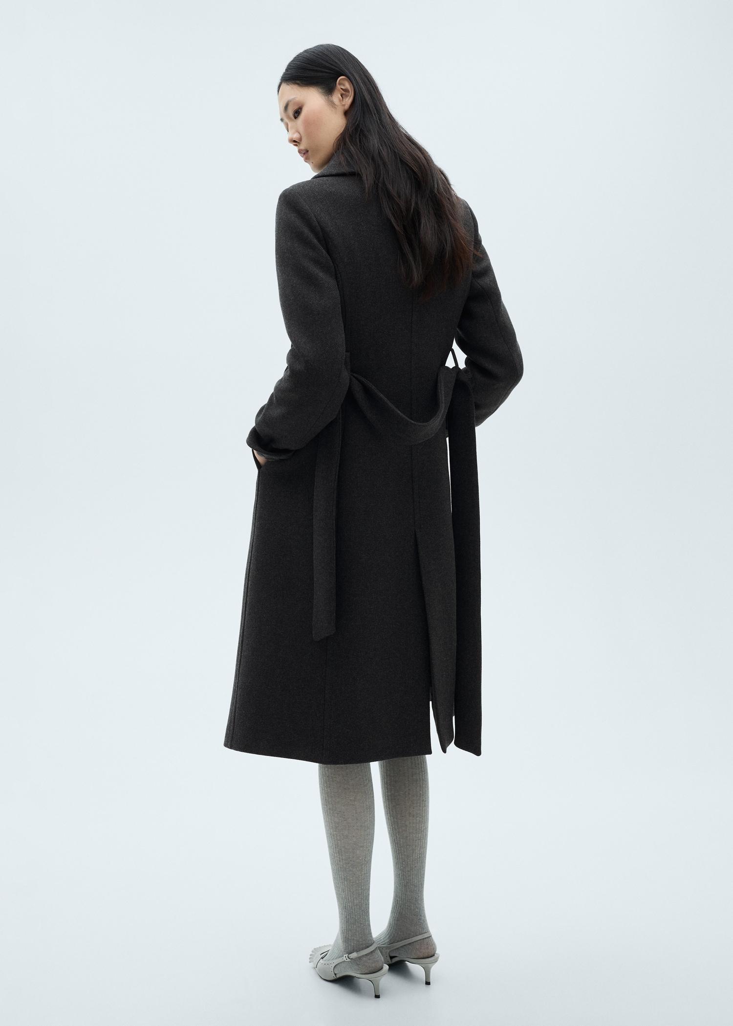 Woollen coat with belt - Women | MANGO USA Product Image