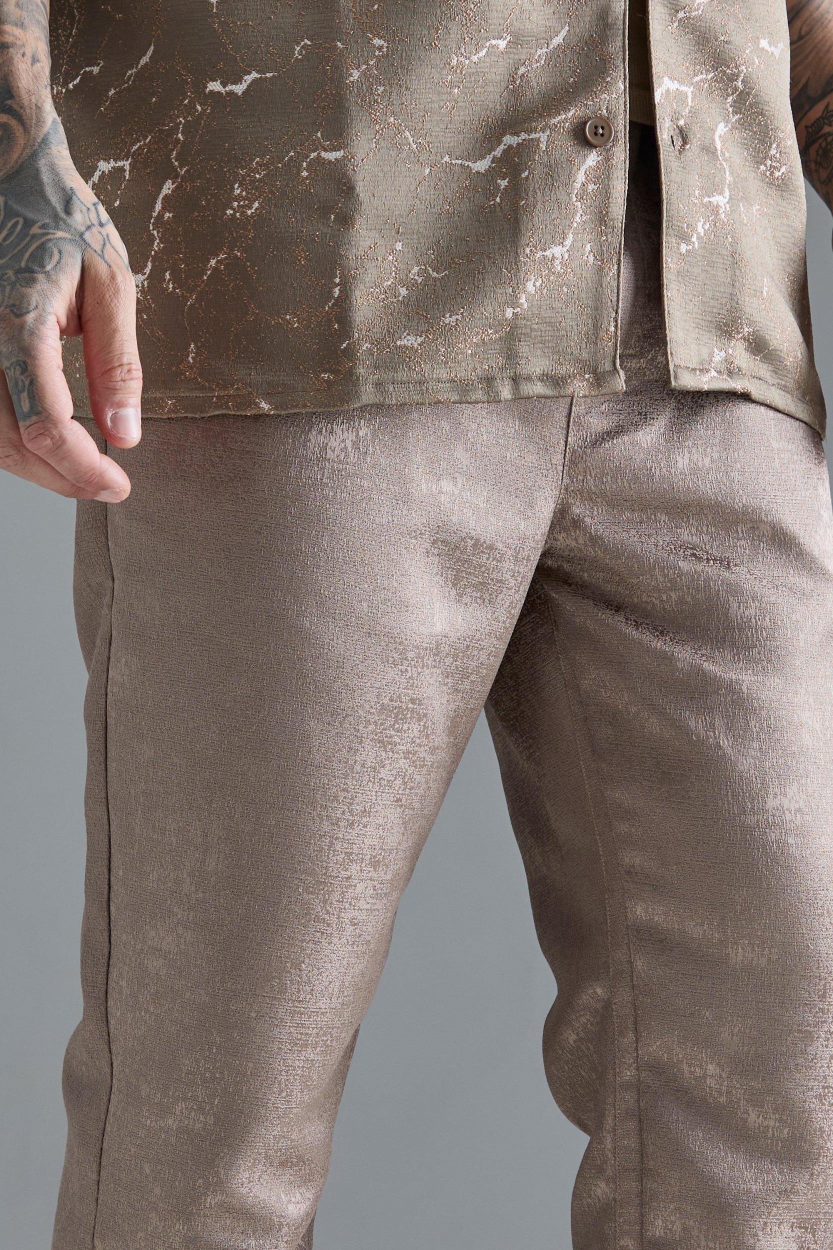 Tall Elasticated Waist Slim Gusset Texture Pants | boohooMAN USA Product Image