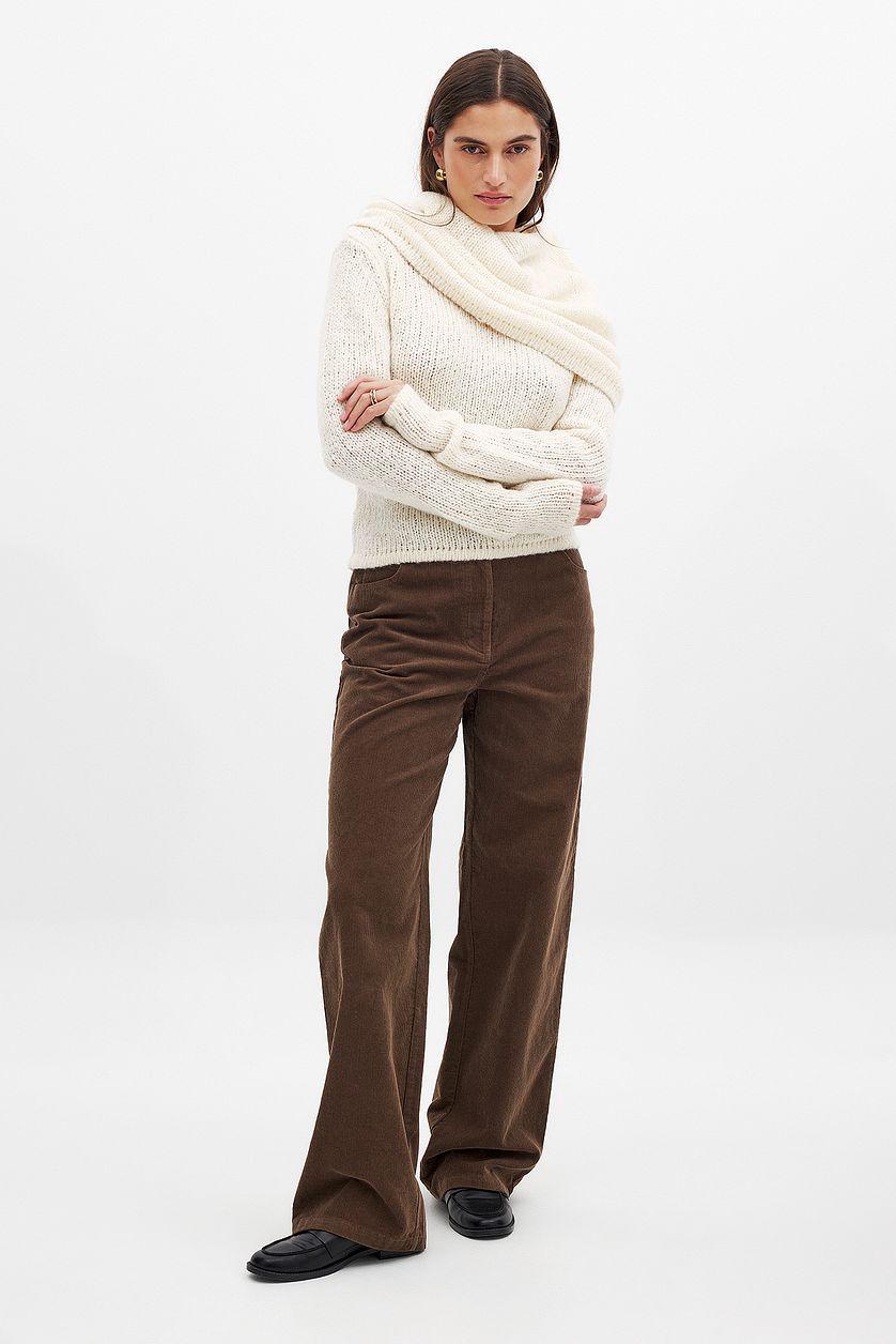 Wool Blend Neck Detail Overlap Sweater Product Image