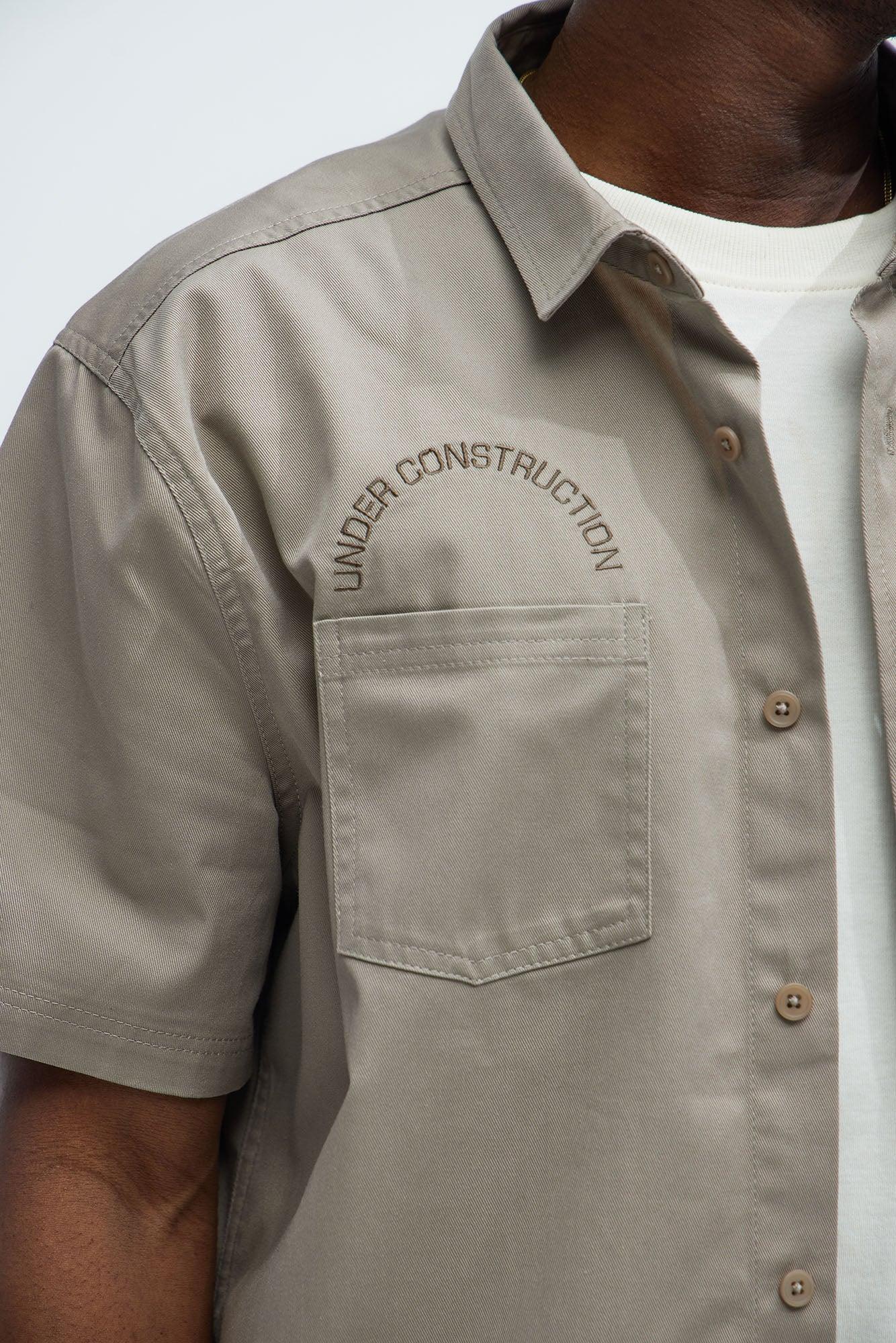 In The Works Short Sleeve Button Up Shirt - Stone Product Image