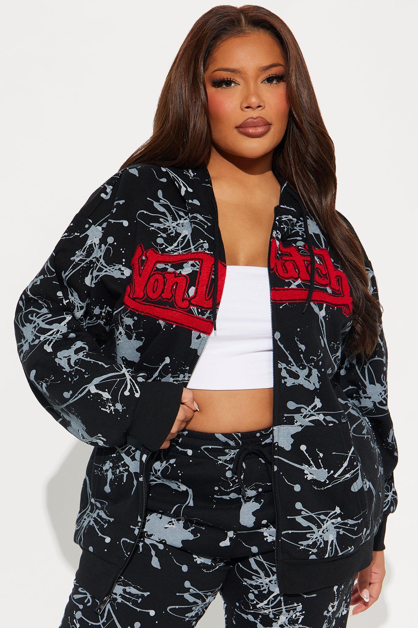 Von Dutch Abstract Zip Up Hoodie - Charcoal/combo Product Image