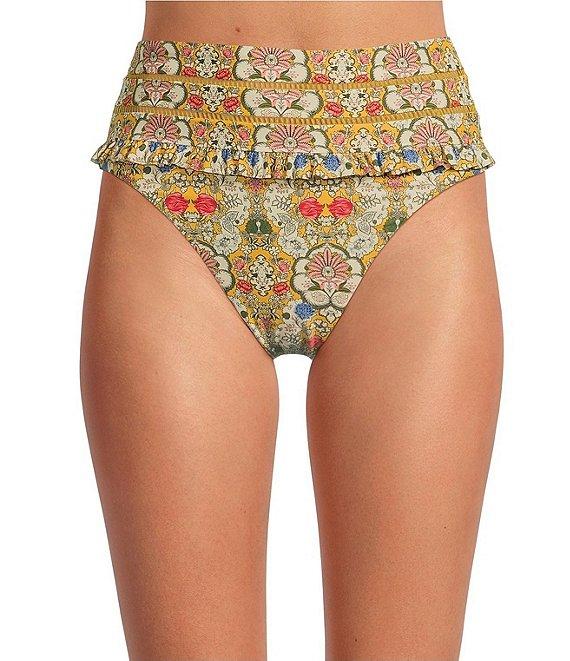 A Loves A Versailles Floral Ruffle High Waisted Swim Bottom Product Image
