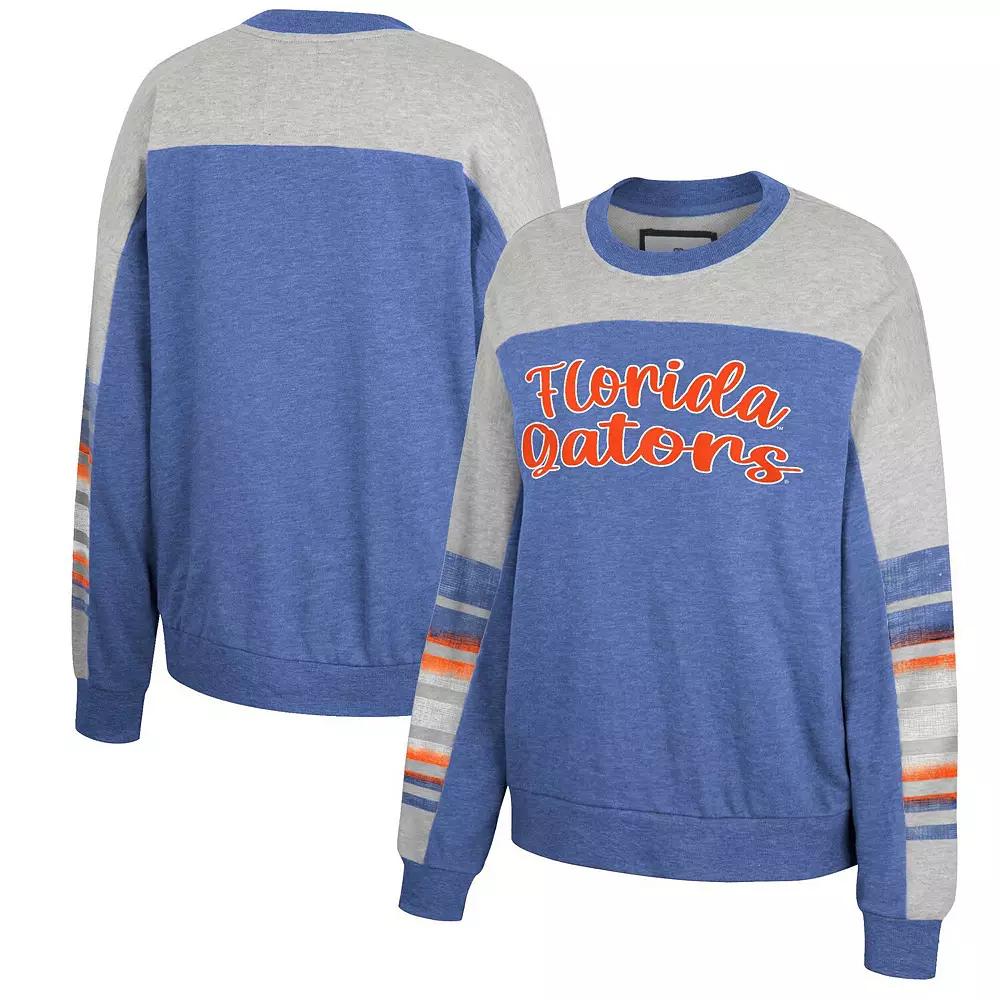 Women's Colosseum Royal/Heather Gray Florida Gators Baby Talk Pullover Sweatshirt, Size: Medium, Blue Product Image