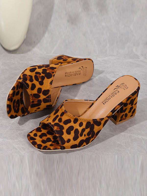 Leopard Open Toe Pumps Sandals Slippers Product Image