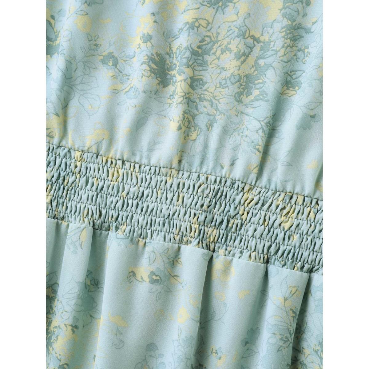 Plus Size Breezy Floral Shirred Pockets Maxi Dress Mint Women V-neck Short sleeve Curvy BloomChic 26/4X Product Image