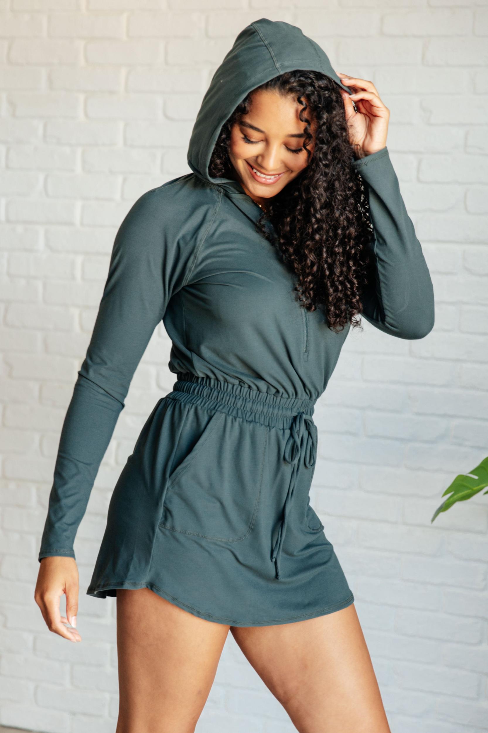 Getting Out Long Sleeve Hoodie Romper Gold Spice Product Image