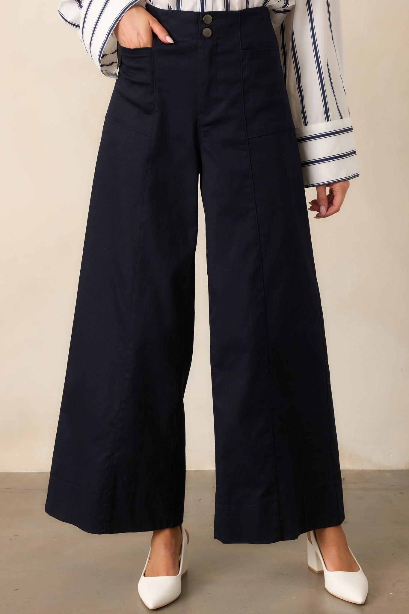 Daylight Glimmer Navy Wide Leg Pants Product Image