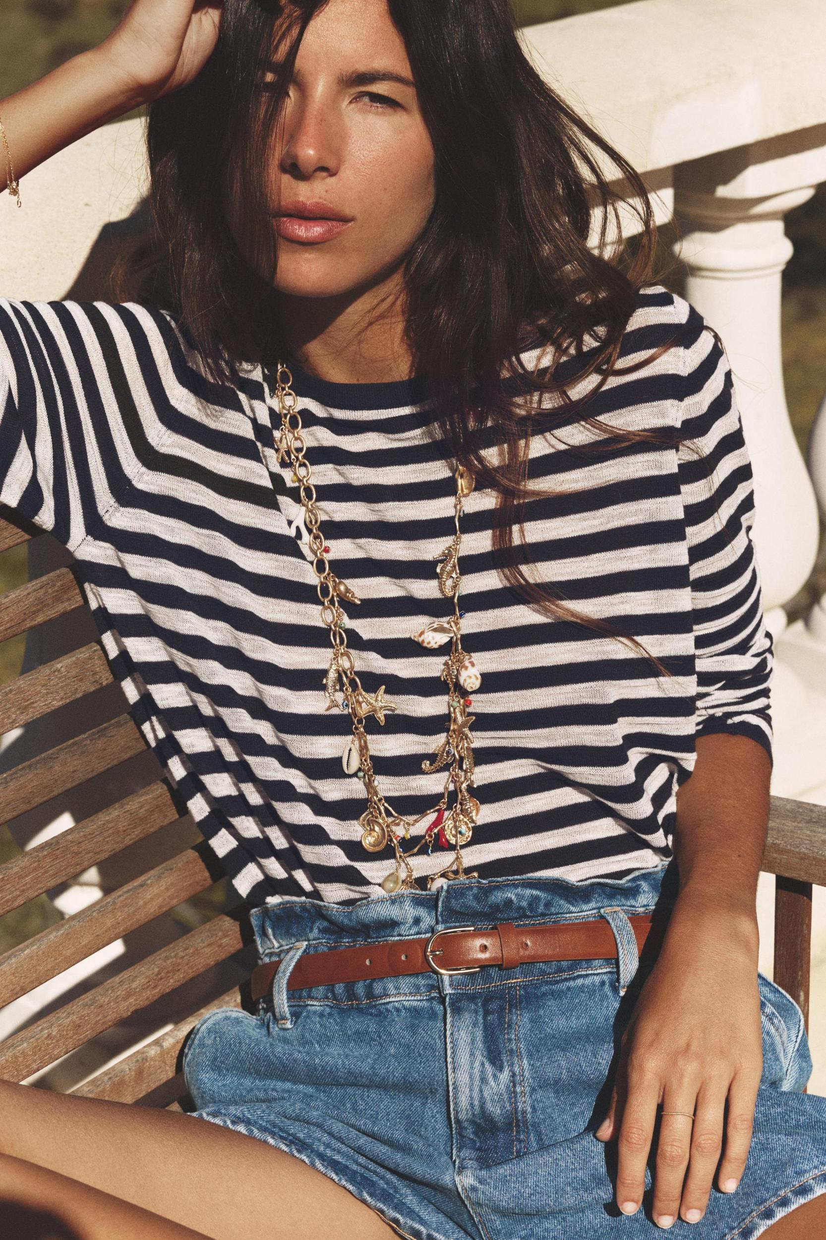 STRIPED FINE KNIT SWEATER Product Image