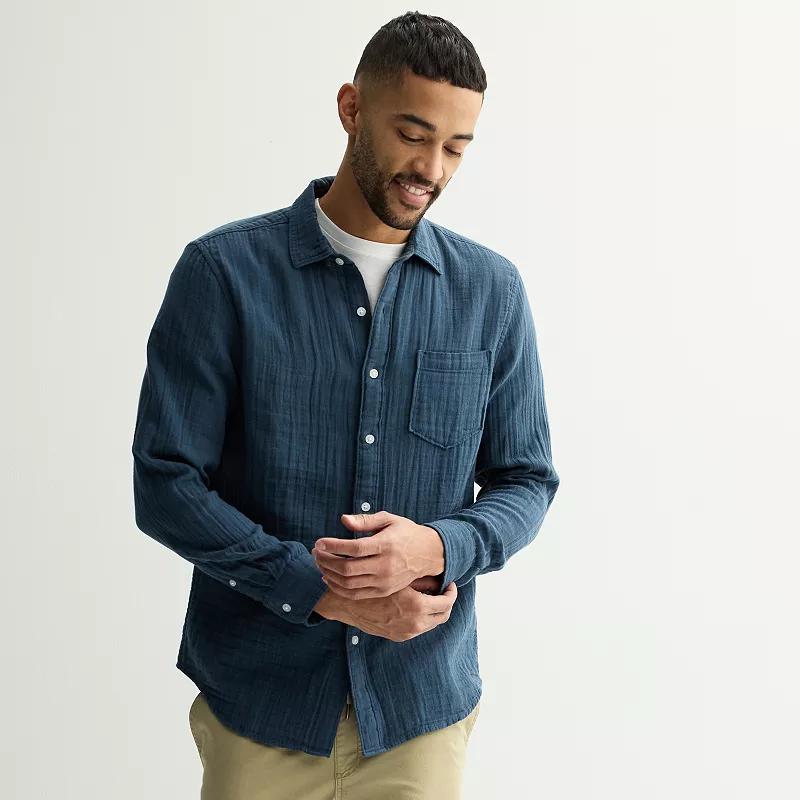 Men's Sonoma Goods For Life® Perfect Length Double Weave Long Sleeve Button-Down Shirt,  Product Image