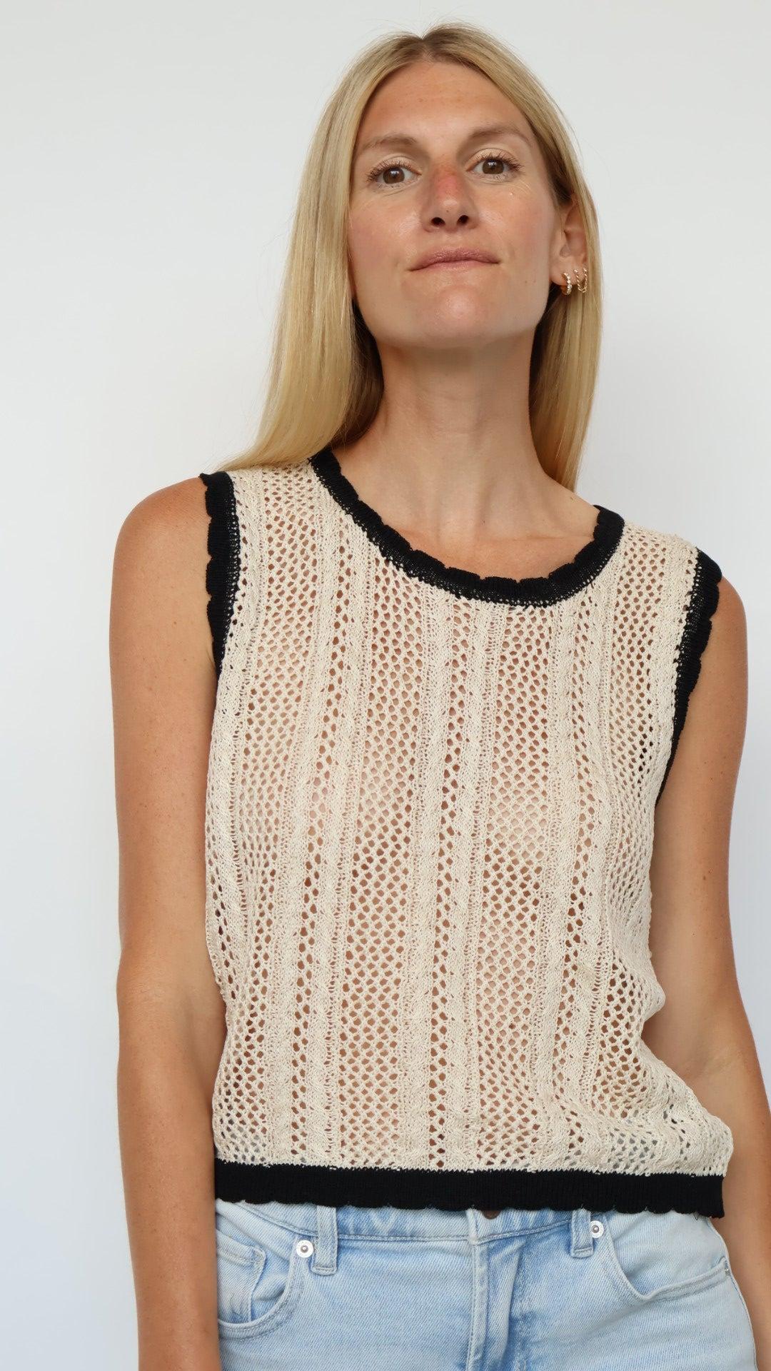 Edge Contrast Crochet Top Product Image