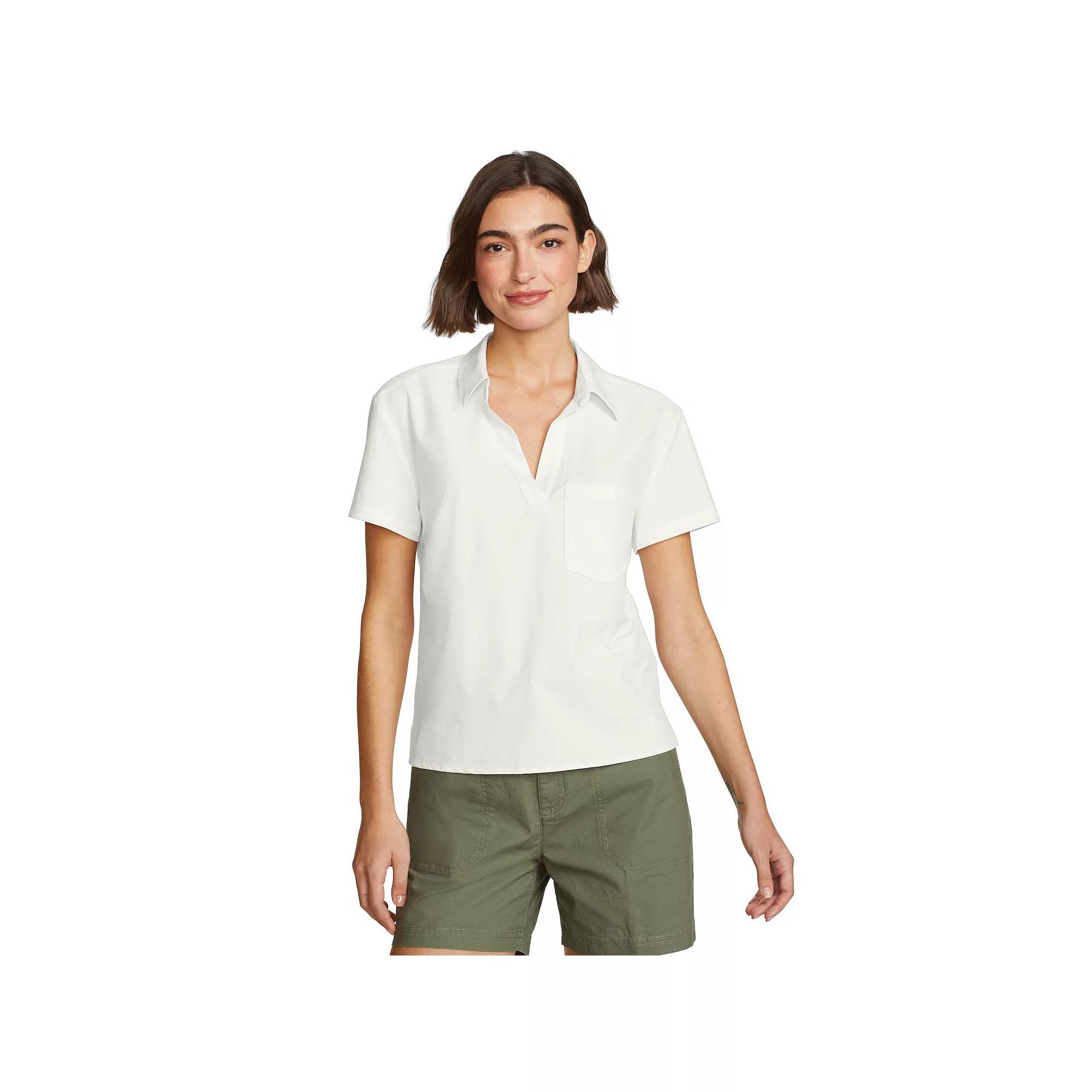Petite Eddie Bauer Collared Short Sleeve Tee, Women's,  Product Image
