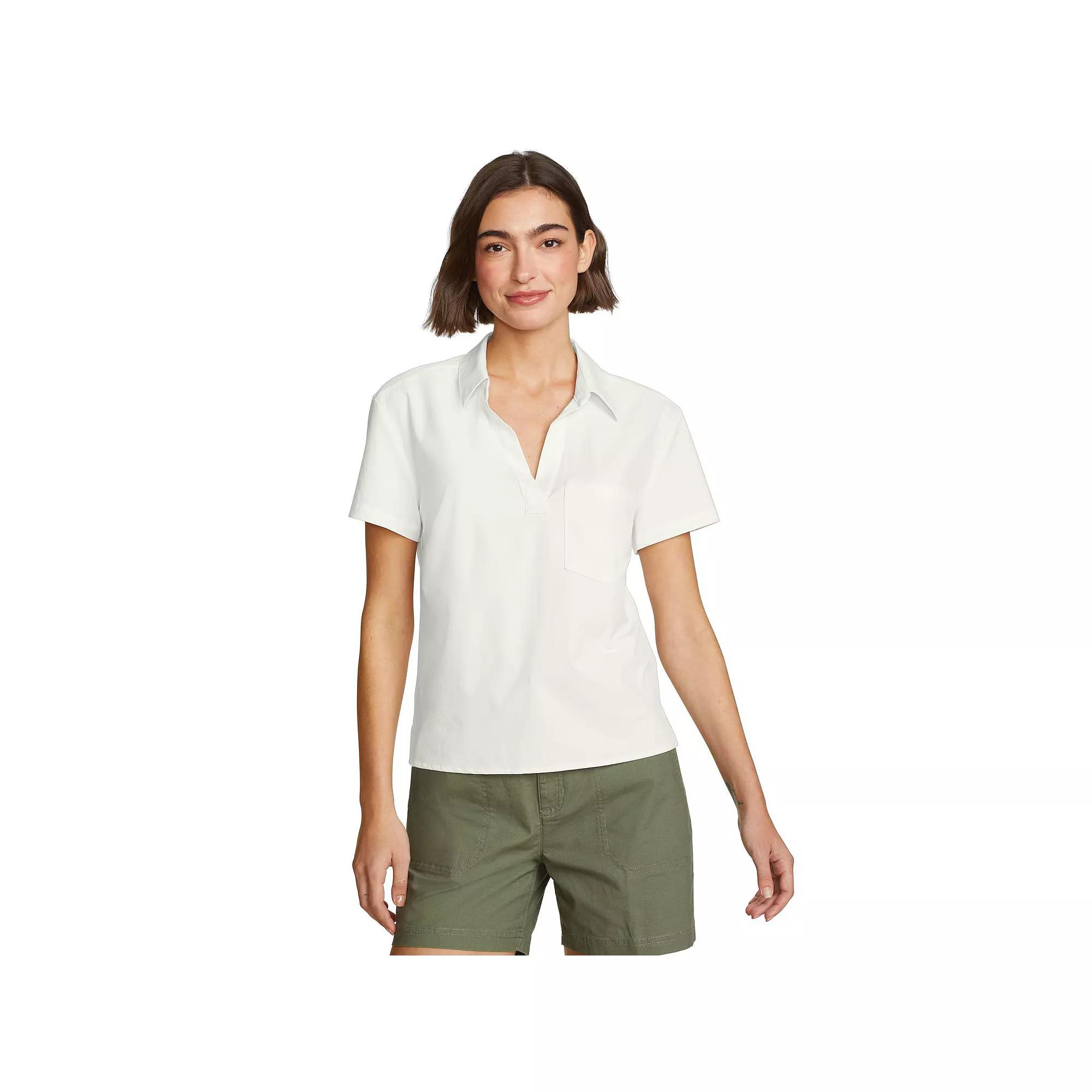 Petite Eddie Bauer Collared Short Sleeve Tee, Women's,  Product Image