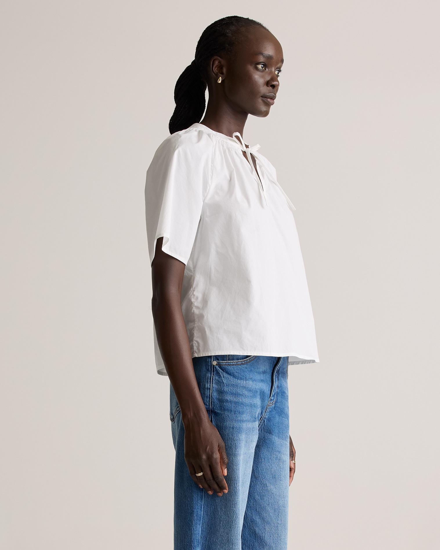 Quince | Women's Poplin Split Neck Top Organic Cotton Product Image