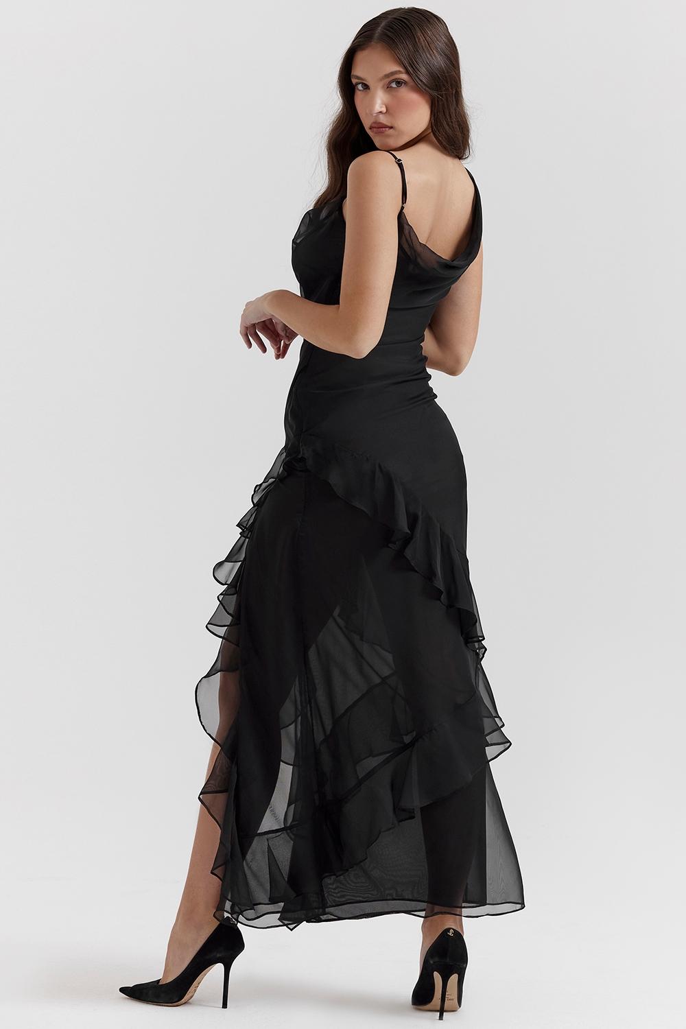 Malila  black ruffle maxi dress Product Image