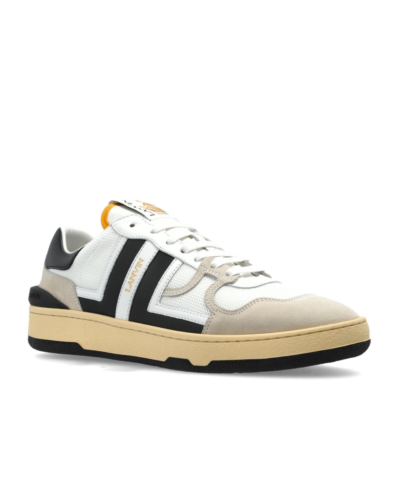 LANVIN Black And White Leather Clay Low Mesh Sneakers Product Image