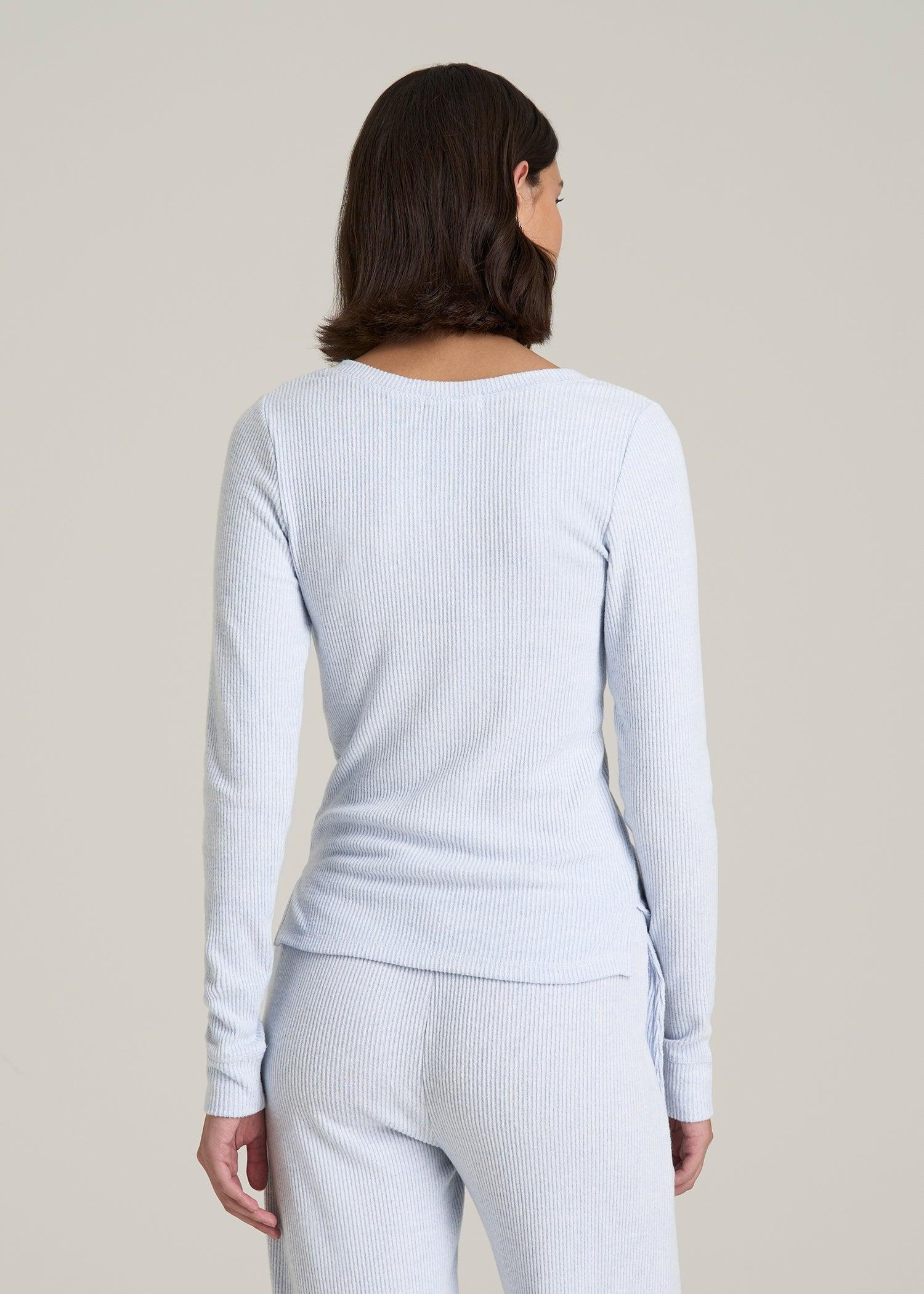 Ribbed Henley Top for Tall Women in Bluebird Mix Female Product Image