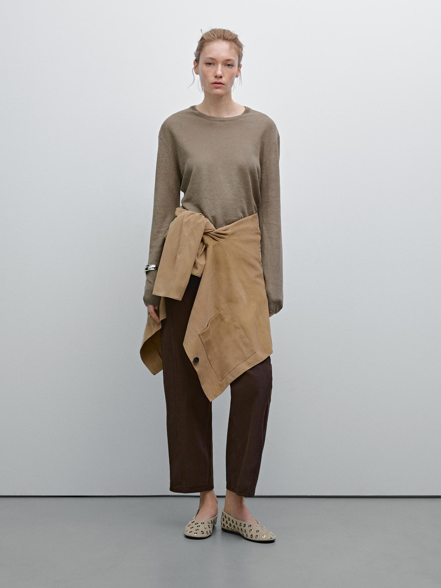 100% linen fine knit sweater Product Image