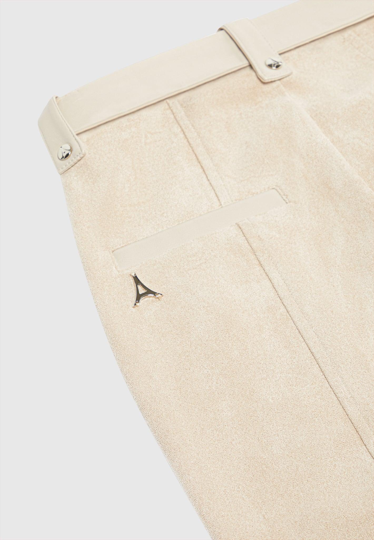 Leather and Suede Ribbed Leggings - Beige Female Product Image