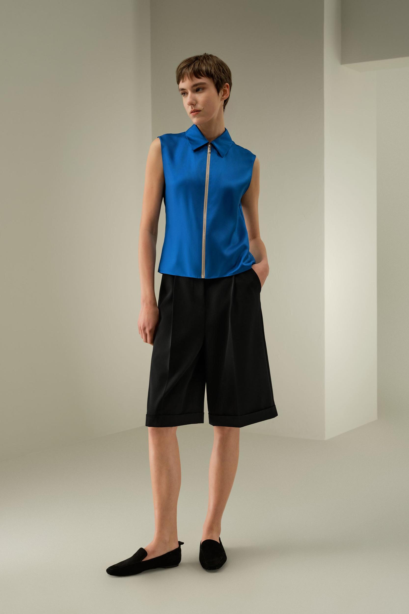 LILYSILK Silk Top Sleeveless - Female - Black 100% Pure Silk - Functional Zipper Placket Camisole XL Product Image