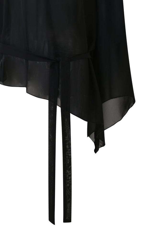 MALINA LONG SLEEVE PONCHO TOP - BLACK Product Image
