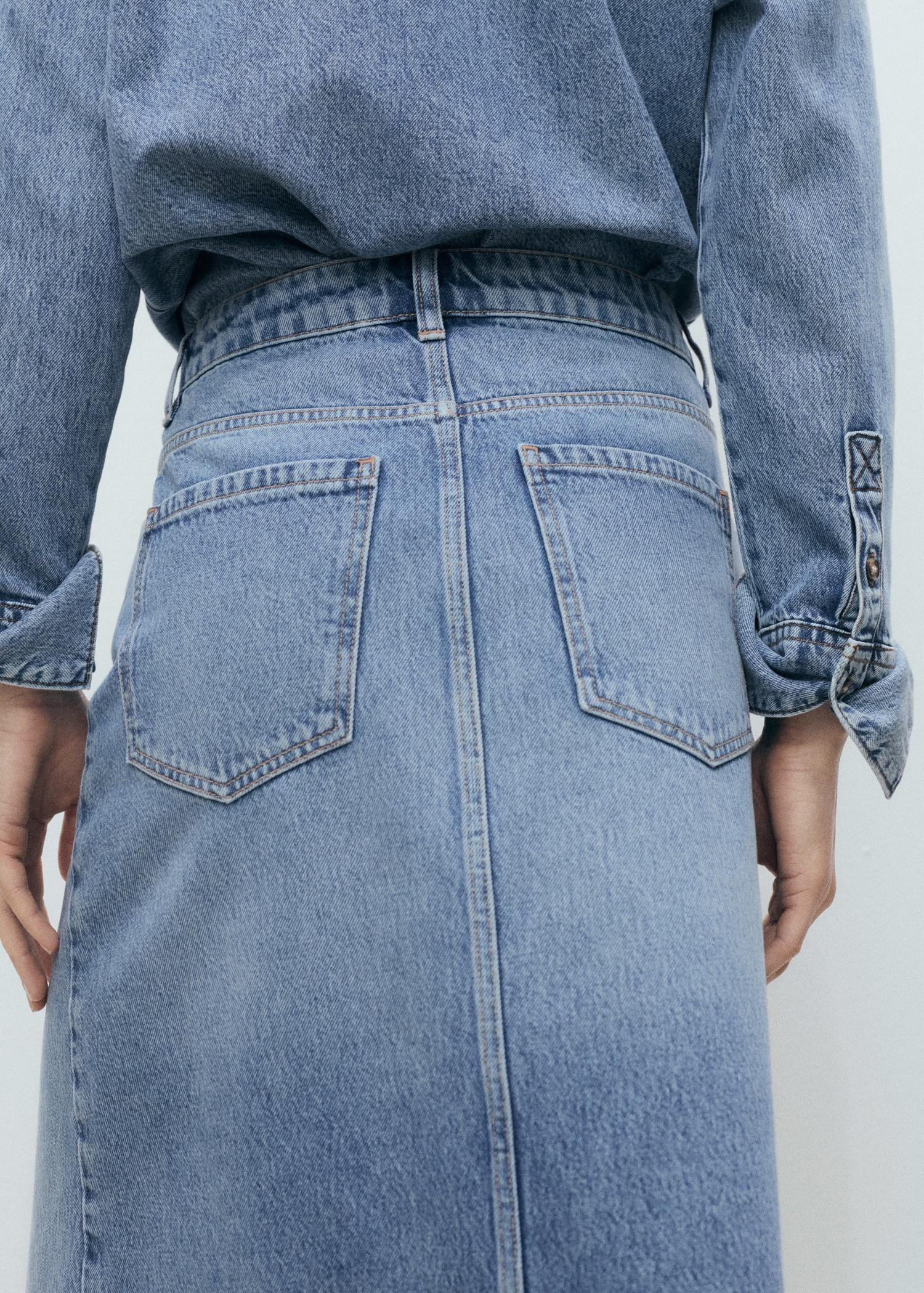 Denim midi-skirt - Women | MANGO USA Product Image