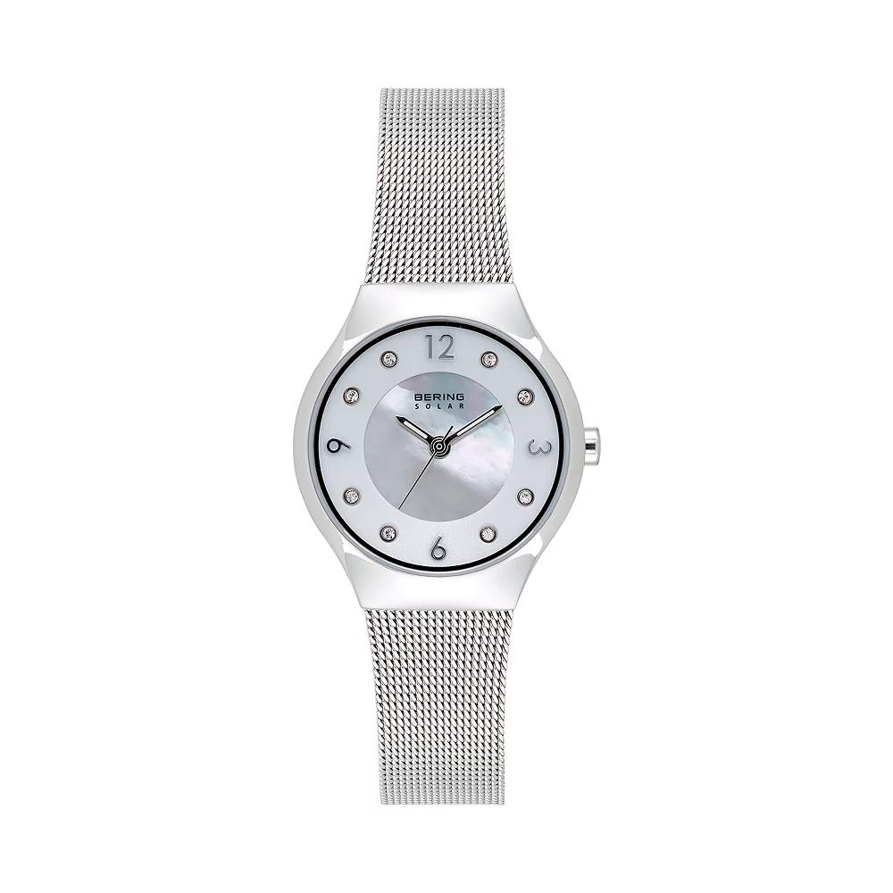 BERING Women's Slim Solar Stainless Steel Mesh Watch - 14427-004, Size: Small, Silvertone Product Image
