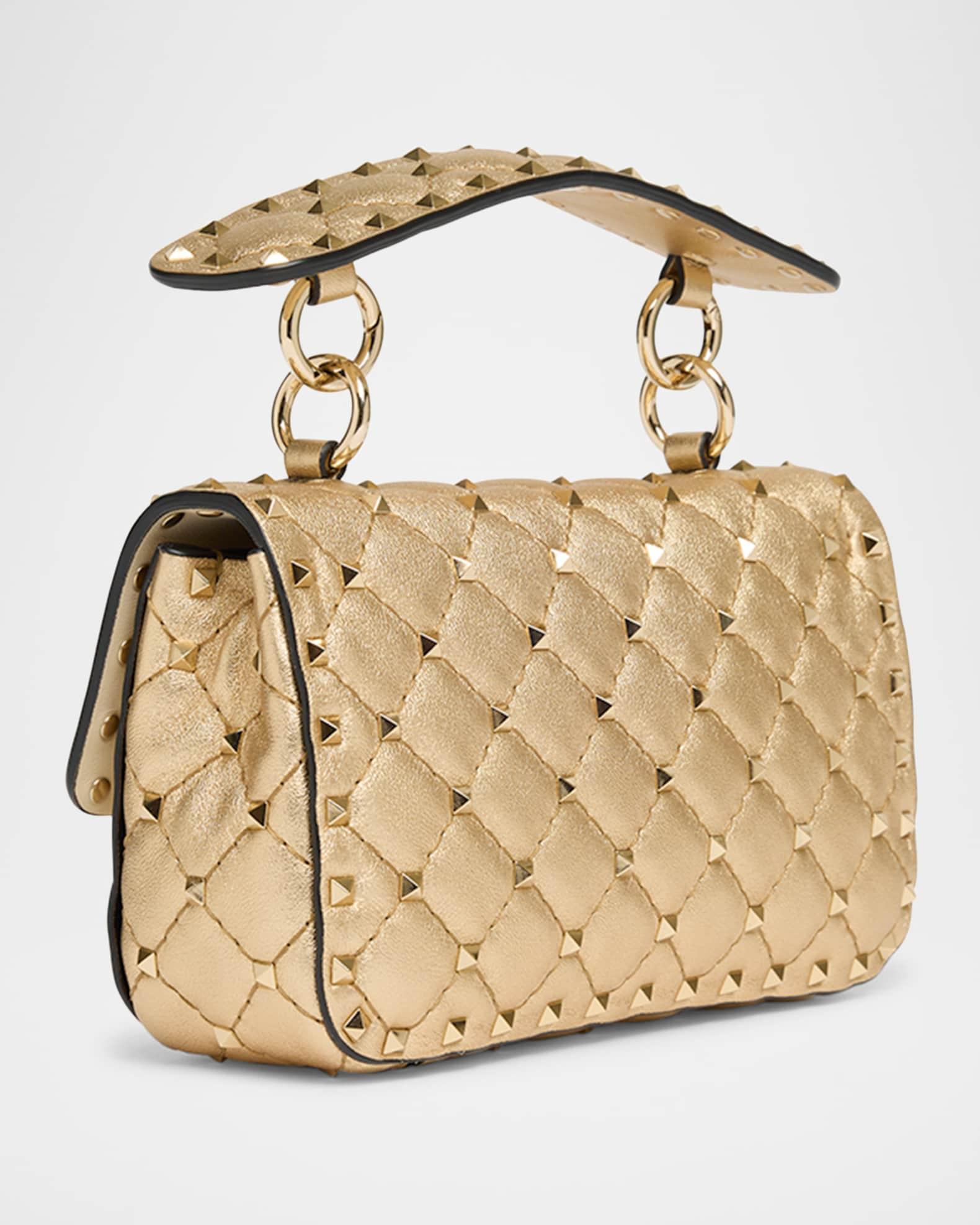 Quilted Laminated Leather Rockstud Shoulder Bag Product Image