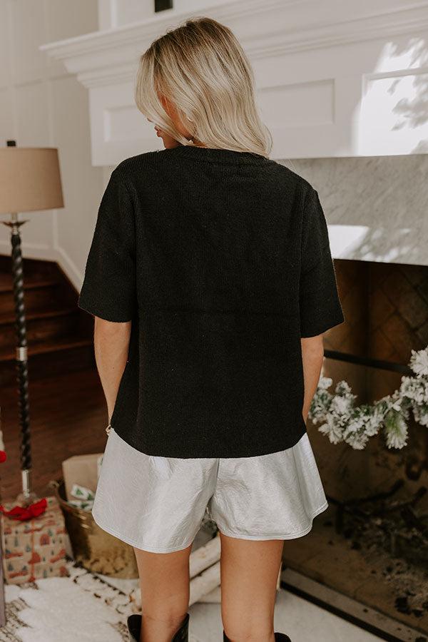 Holiday Fun Embellished Knit Top in Black Product Image