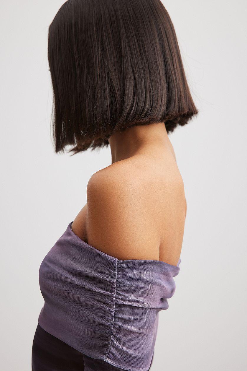 Off Shoulder Mesh Top Purple Product Image