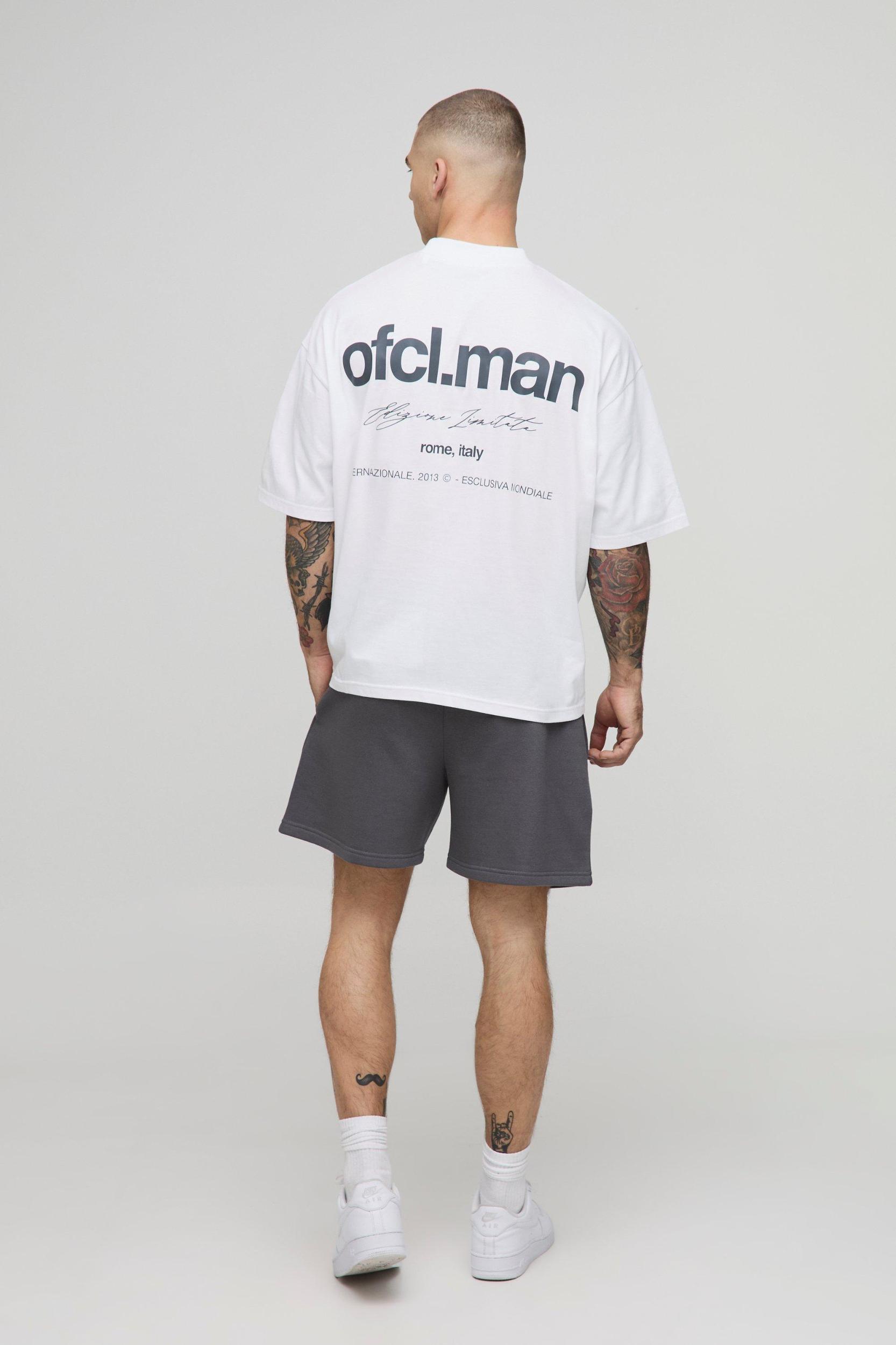 Oversized Boxy Extended Neck Ofcl Man T-Shirt and Short Set | boohooMAN USA Product Image