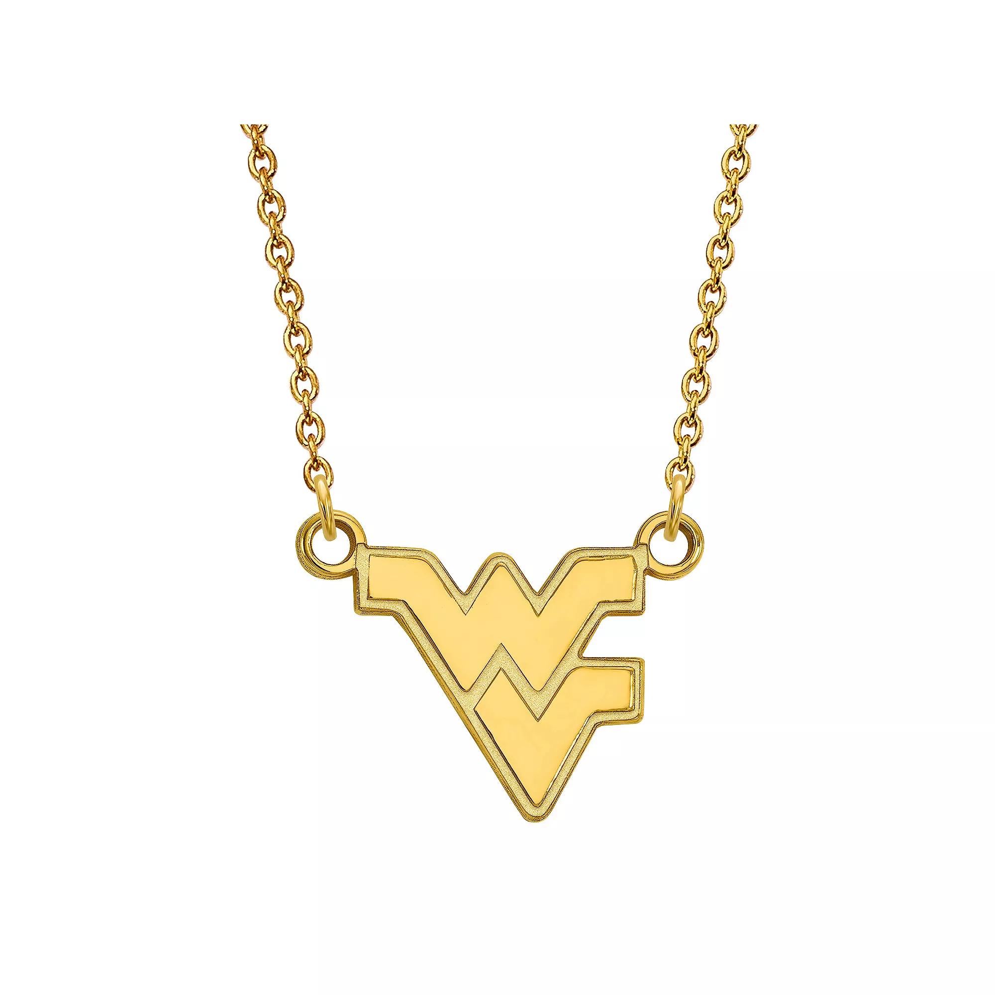 LogoArt 14K Gold Plated West Virginia Mountaineers Small Pendant with Necklace, Women's, Size: 18 mm Product Image